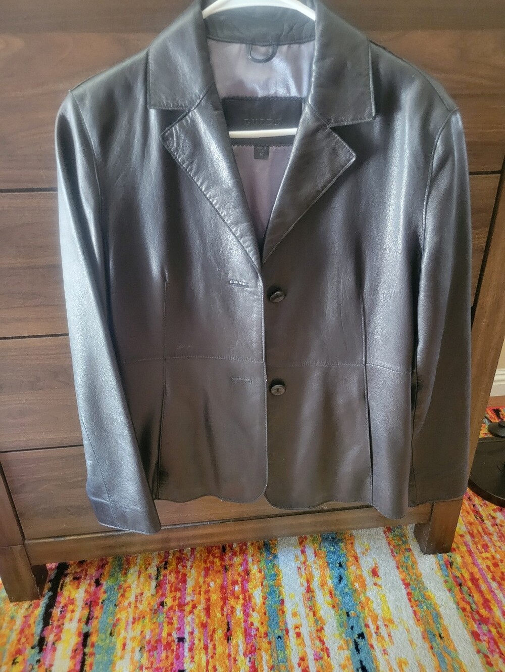 GUESS Women's Dark Brown Leather Blazer